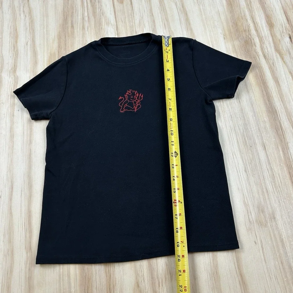 John Galt Women's Medium Black Heavyweight Fitted Baby Tee Devil Graphic Y2K